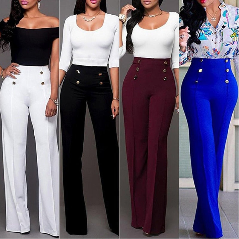 ZOGAA Women Fashion Wide Leg Pants Strech Trousers Ladies Flared Loose High Waist Slacks Female Solid Color Suit Straight Pants