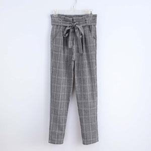 New Womens Sweatpants Plaid Pleated Zipper Casual Jogger Dance Harem Pants Sports Baggy Slacks Casual Trouser