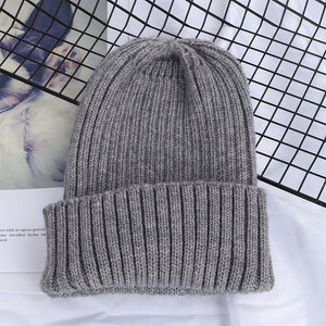 2019 New Winter Solid Color Wool Knit Beanie Women Fashion Casual Hat Warm Female Soft Thicken Hedging Cap Slouchy Bonnet Ski