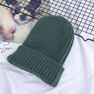 2019 New Winter Solid Color Wool Knit Beanie Women Fashion Casual Hat Warm Female Soft Thicken Hedging Cap Slouchy Bonnet Ski