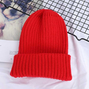 2019 New Winter Solid Color Wool Knit Beanie Women Fashion Casual Hat Warm Female Soft Thicken Hedging Cap Slouchy Bonnet Ski