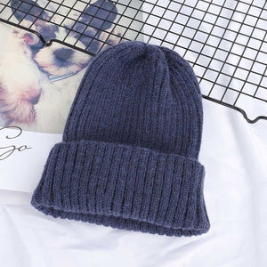 2019 New Winter Solid Color Wool Knit Beanie Women Fashion Casual Hat Warm Female Soft Thicken Hedging Cap Slouchy Bonnet Ski