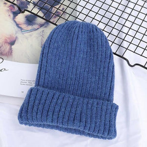 2019 New Winter Solid Color Wool Knit Beanie Women Fashion Casual Hat Warm Female Soft Thicken Hedging Cap Slouchy Bonnet Ski