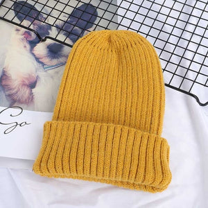 2019 New Winter Solid Color Wool Knit Beanie Women Fashion Casual Hat Warm Female Soft Thicken Hedging Cap Slouchy Bonnet Ski