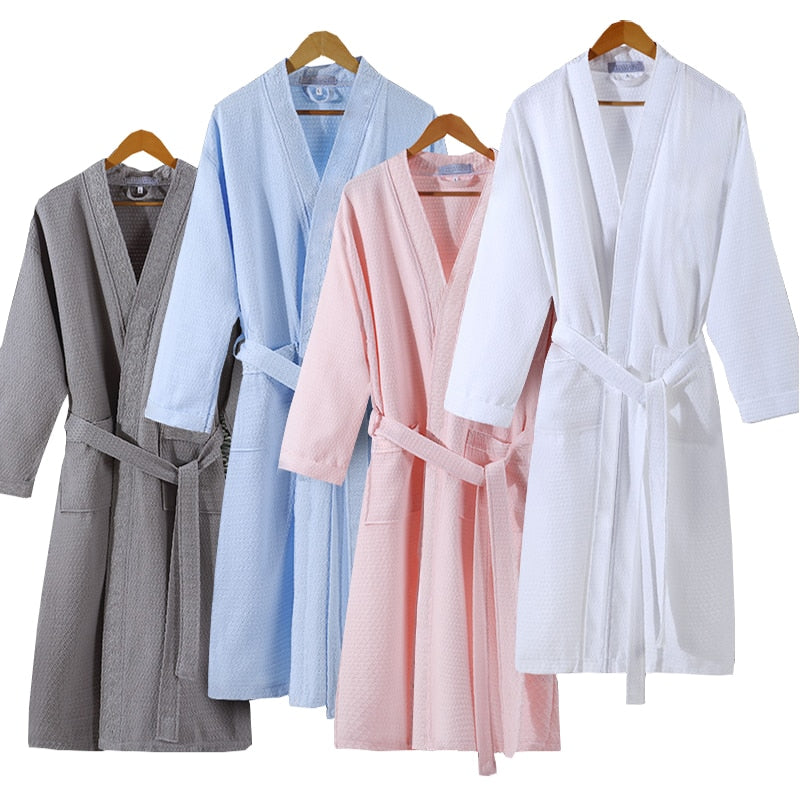 Lovers Summer Fashion  Waffle Bathrobe Women Suck Water Kimono Bath Robe Plus Size Sexy Peignoir Dressing Gown Bridesmaid Robes