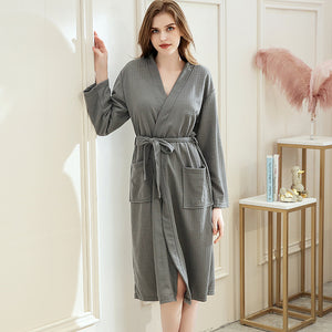 Lovers Summer Fashion  Waffle Bathrobe Women Suck Water Kimono Bath Robe Plus Size Sexy Peignoir Dressing Gown Bridesmaid Robes