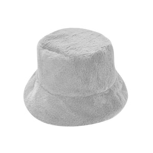 Faux Fur Winter Bucket Hat For Women Girl Fashion  Solid Thickened Soft Warm Fishing Cap Outdoor Vacation Hat Cap Lady Panama