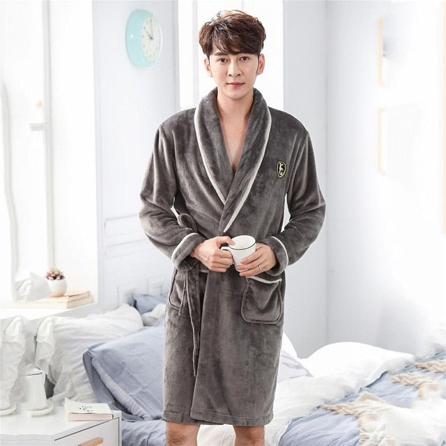 Thicken Warm Couple Flannel Robe Winter Long Sleeve Bathrobe Sexy V-Neck Women Men Nightgown Lounge Sleepwear Home Clothes