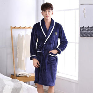 Thicken Warm Couple Flannel Robe Winter Long Sleeve Bathrobe Sexy V-Neck Women Men Nightgown Lounge Sleepwear Home Clothes