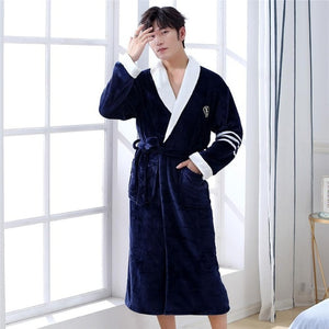 Thicken Warm Couple Flannel Robe Winter Long Sleeve Bathrobe Sexy V-Neck Women Men Nightgown Lounge Sleepwear Home Clothes