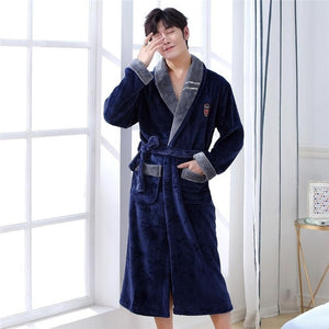 Thicken Warm Couple Flannel Robe Winter Long Sleeve Bathrobe Sexy V-Neck Women Men Nightgown Lounge Sleepwear Home Clothes