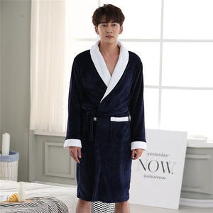 Thicken Warm Couple Flannel Robe Winter Long Sleeve Bathrobe Sexy V-Neck Women Men Nightgown Lounge Sleepwear Home Clothes