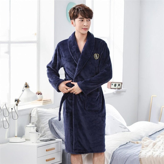 Thicken Warm Couple Flannel Robe Winter Long Sleeve Bathrobe Sexy V-Neck Women Men Nightgown Lounge Sleepwear Home Clothes