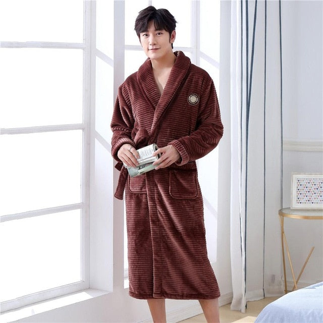 Thicken Warm Couple Flannel Robe Winter Long Sleeve Bathrobe Sexy V-Neck Women Men Nightgown Lounge Sleepwear Home Clothes