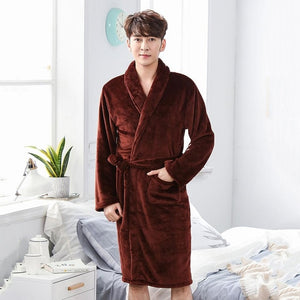 Thicken Warm Couple Flannel Robe Winter Long Sleeve Bathrobe Sexy V-Neck Women Men Nightgown Lounge Sleepwear Home Clothes