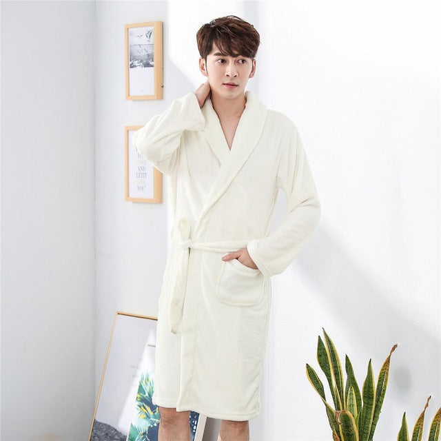 Thicken Warm Couple Flannel Robe Winter Long Sleeve Bathrobe Sexy V-Neck Women Men Nightgown Lounge Sleepwear Home Clothes