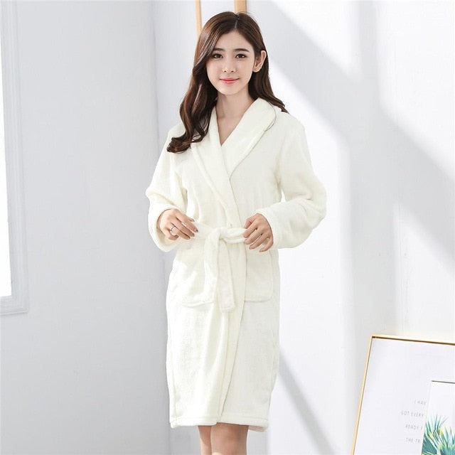 Thicken Warm Couple Flannel Robe Winter Long Sleeve Bathrobe Sexy V-Neck Women Men Nightgown Lounge Sleepwear Home Clothes