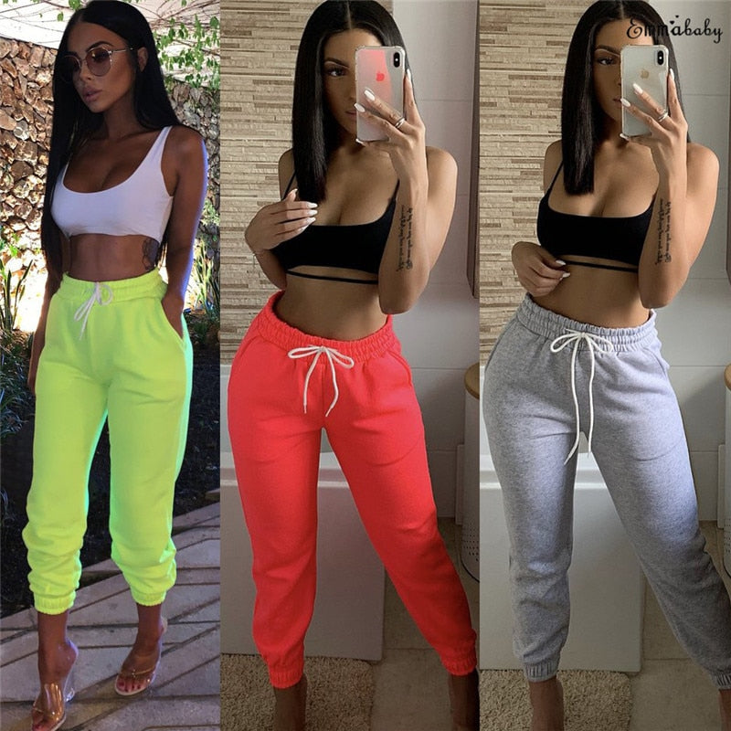 Womens Ladies Joggers Tracksuit Bottoms Trousers Slacks Gym Jogging Sweat Pants Jogger Pants Drawstring Elastic Waist Trousers