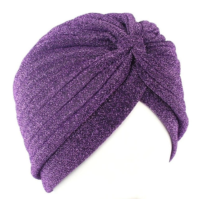 Women New Bandanas Turban Winter Knit Turban Cap Center Cross Hair Scarfs Boho Knotted Bandana Muslim Hat Warm Turban