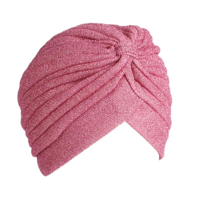 Women New Bandanas Turban Winter Knit Turban Cap Center Cross Hair Scarfs Boho Knotted Bandana Muslim Hat Warm Turban