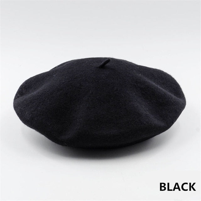 French Style Vintage Plain Beret Cap Beanie Hat Unisex Women Girls Wool Warm Winter Hat Beret Femme Hats Caps