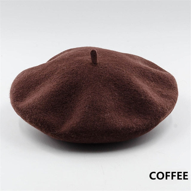 French Style Vintage Plain Beret Cap Beanie Hat Unisex Women Girls Wool Warm Winter Hat Beret Femme Hats Caps