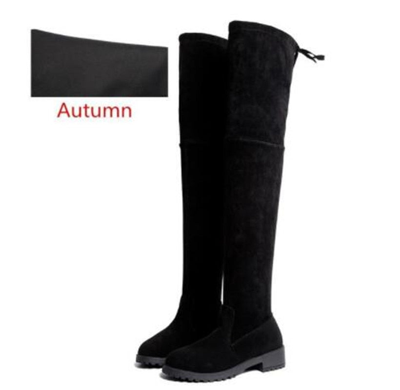 Winter Over The Knee Boots Women Stretch Fabric Thigh High Sexy Woman Shoes Long Bota Feminina Zapatos De Mujer Size 35-41