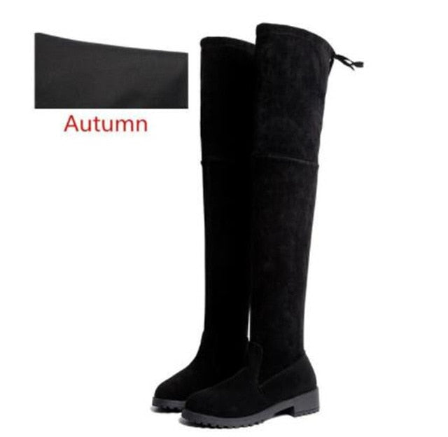 Winter Over The Knee Boots Women Stretch Fabric Thigh High Sexy Woman Shoes Long Bota Feminina Zapatos De Mujer Size 35-41