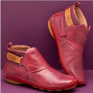 Women's PU Leather Ankle Boots Women Autumn Winter Cross Strappy Vintage Women Punk Boots Flat Ladies Shoes Woman Botas Mujer