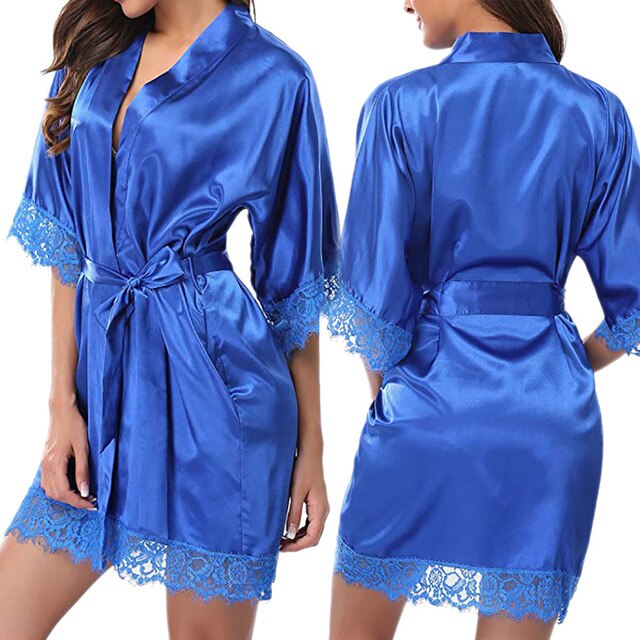 Women Nightwear Sleepwear Lingerie Sexy Satin Night Lace Bathrobe Wedding Bride Bridesmaid Robes Dressing Gown Nightdress 2019