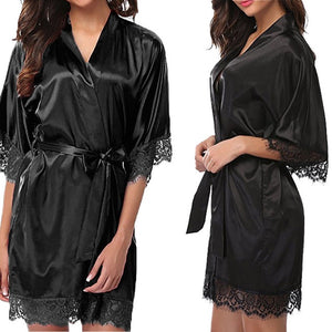 Women Nightwear Sleepwear Lingerie Sexy Satin Night Lace Bathrobe Wedding Bride Bridesmaid Robes Dressing Gown Nightdress 2019