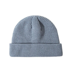 Unisex Winter Ribbed Knitted Cuffed Short Melon Cap Solid Color Skullcap Baggy Retro Ski Fisherman Docker Beanie Hat Slouchy