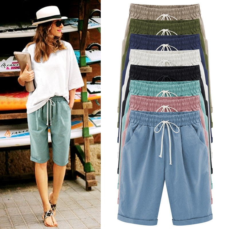 Summer Female Five Pants Thin Outer Wear Pants Large Size Women Slacks 6XL Casual Pants Harem Pants Beach Wear