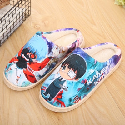 Unisex lovely Home Slippers Warm Cartoon Anime ONE PIECE Pokemon Warm Shoes Cosplay Cartoon Cotton slippers shoes Winter.