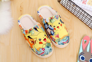 Unisex lovely Home Slippers Warm Cartoon Anime ONE PIECE Pokemon Warm Shoes Cosplay Cartoon Cotton slippers shoes Winter.