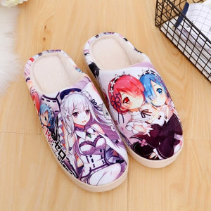 Unisex lovely Home Slippers Warm Cartoon Anime ONE PIECE Pokemon Warm Shoes Cosplay Cartoon Cotton slippers shoes Winter.