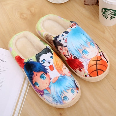 Unisex lovely Home Slippers Warm Cartoon Anime ONE PIECE Pokemon Warm Shoes Cosplay Cartoon Cotton slippers shoes Winter.