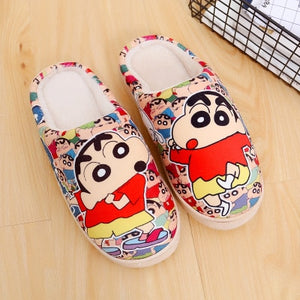 Unisex lovely Home Slippers Warm Cartoon Anime ONE PIECE Pokemon Warm Shoes Cosplay Cartoon Cotton slippers shoes Winter.