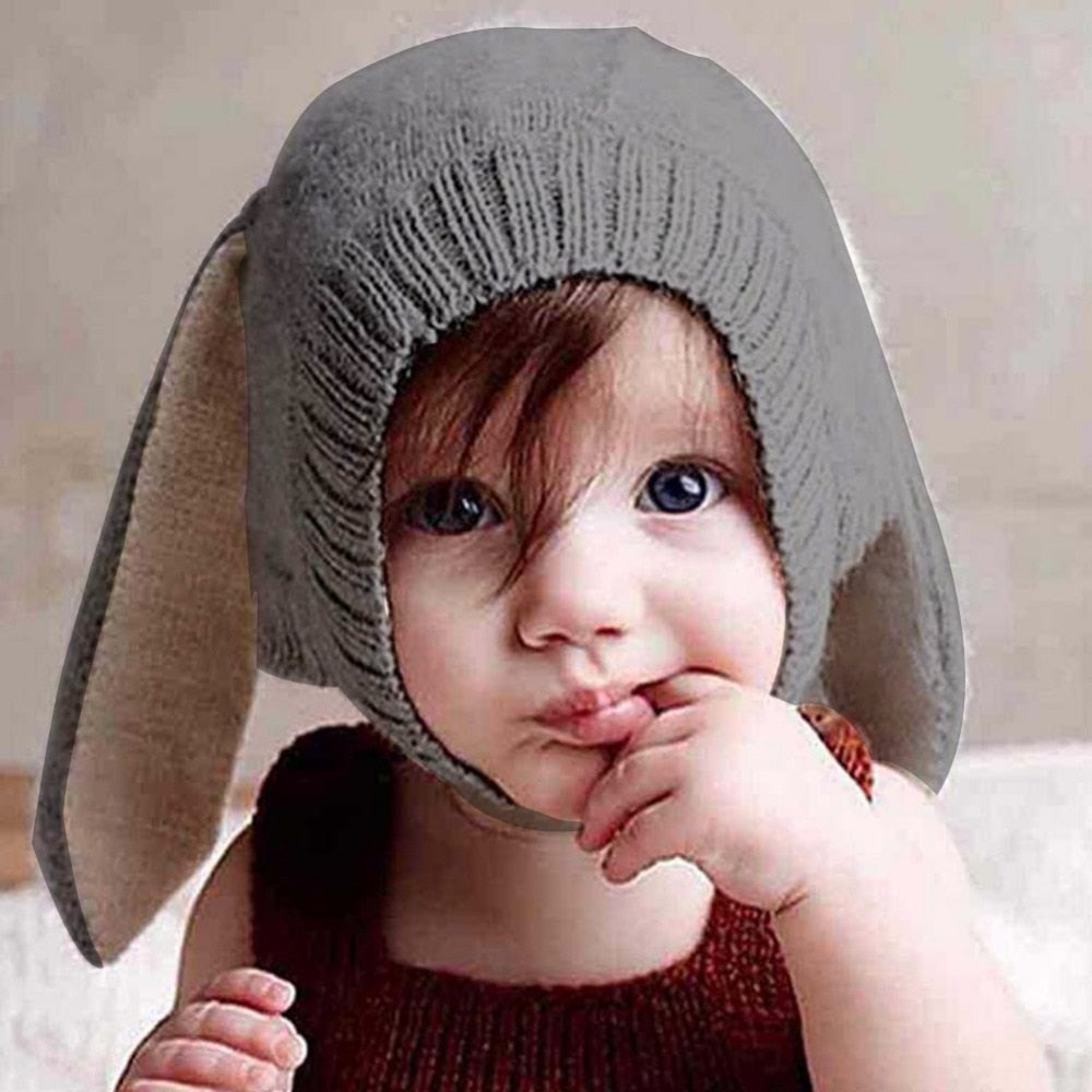 Rabbit Ears Baby Hats Soft Warm Hats Cute Toddler Kids Knitted Woolen Bunny Beanie Caps For Unisex Baby 0-3Y Newborn Photo Props