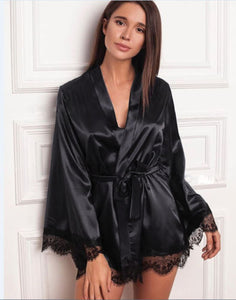 Women Sexy Lingerie Sleepwear Babydoll G-string Underwear Satin Silk Kimono Robe Dressing Gown Wedding Night Dress Bathrobe new