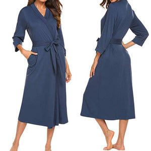 2019 Summer Sexy Women Robes Cotton Lightweight Long RobeSoft Sleepwear V-Neck Loungewear party bathrobe bridesmaid robes