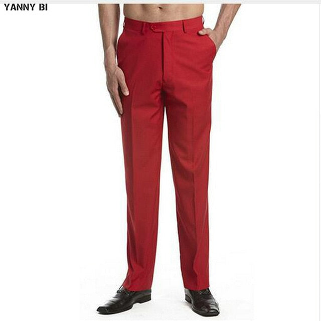 New Arrival Custom Made Men's Dress Wedding Suit Pants Trousers Flat Front Slacks Solid RED Color Men Suit Pants